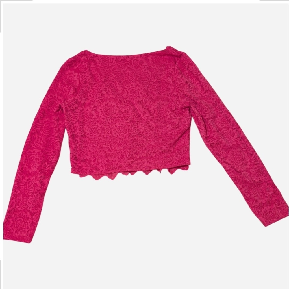 ReoRia Fuchsia Lace V-Neck Top - Picture 2 of 7